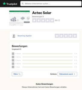 Ac Tec Solar Bewertungen bei Trustpilot Screenshot