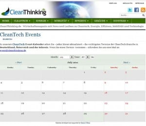 CleanTech Eventkalender von CleanThinking