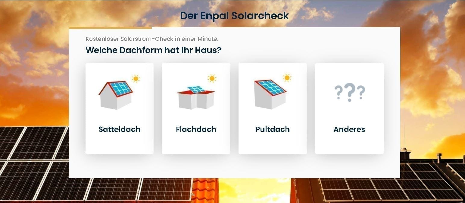 enpal Solarcheck - Ausschnitt aus der Webseite des Cleantech-Startups