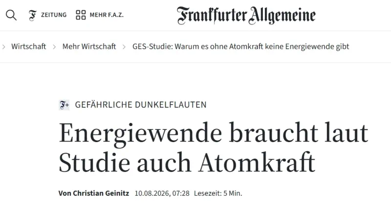 FAZ-Schlagzeile-zur-GES-Studie FAZ-Artikel zur GES-Studie: Energiewende braucht laut Studie auch Atomkraft