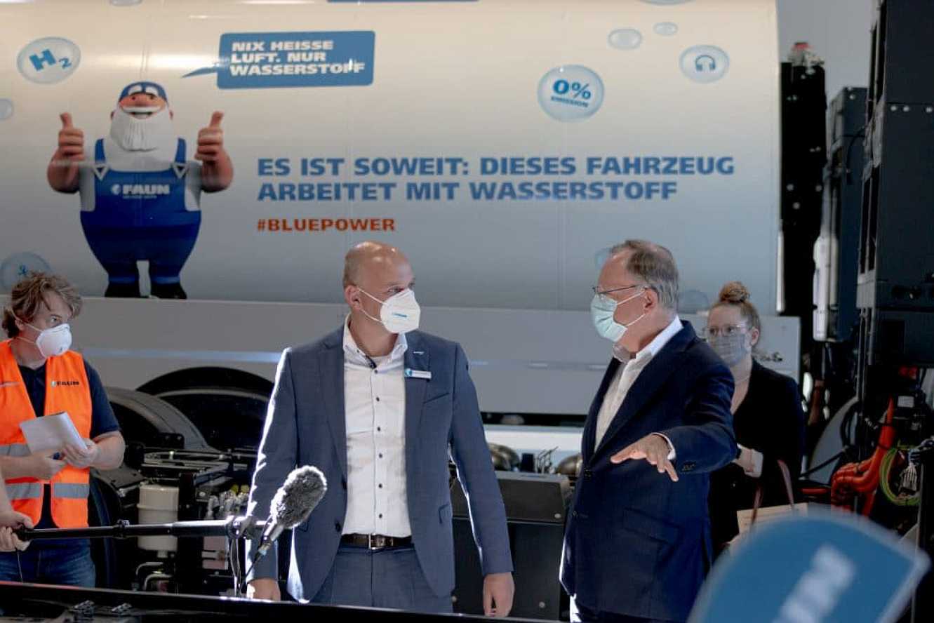 Faun Kehrmaschinen Müllfahrzeuge Eröffnung Serienproduktion Wasserstoff-Nutzfahrzeuge