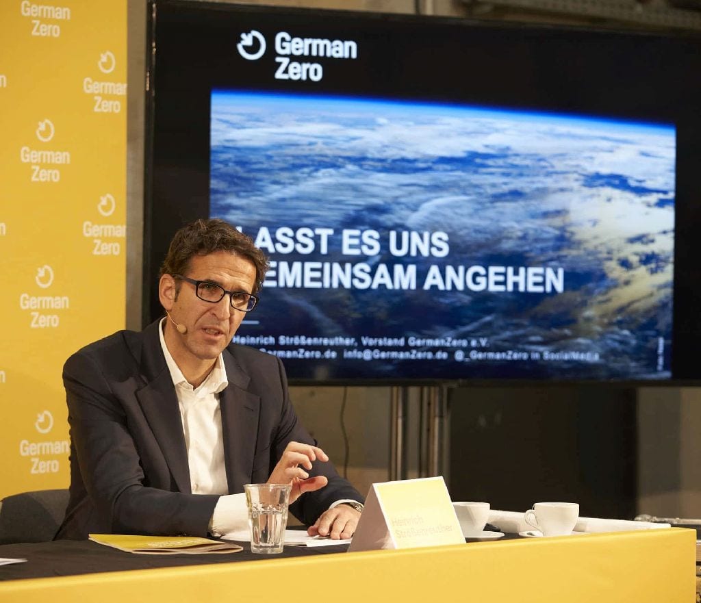 Heinrich Strößenreuther bei der Pressekonferenz von German Zero e.V. im Dezember 2019.