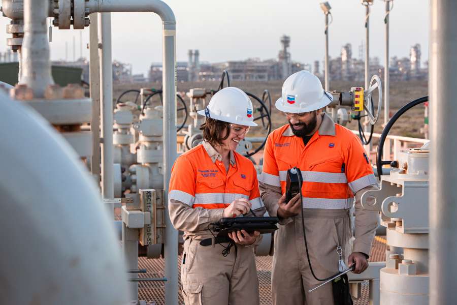 Chevron-Mitarbeiter bei der Arbeit an Gorgon CCS