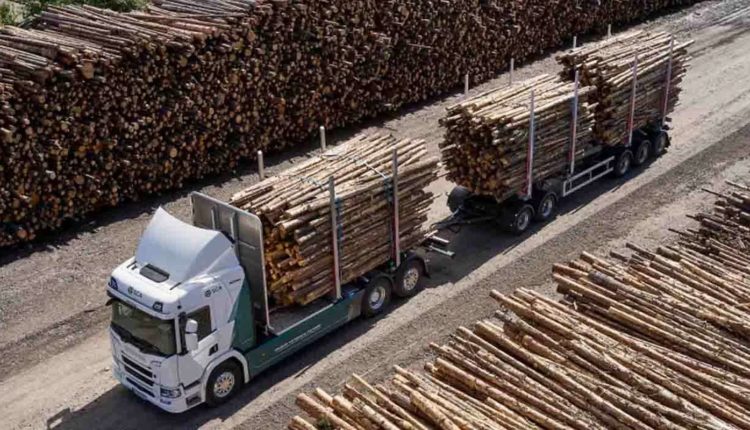 Holztransporter vollelektrisch SCA Scania