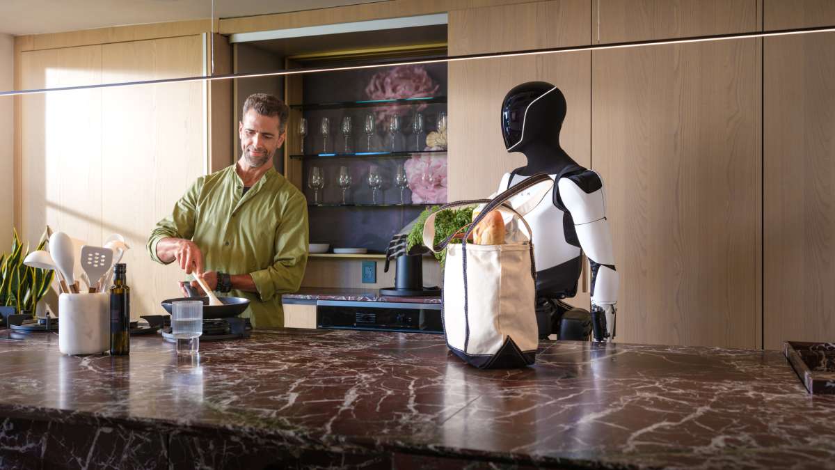 Humanoider Roboter Optimus beim Kochen tesla