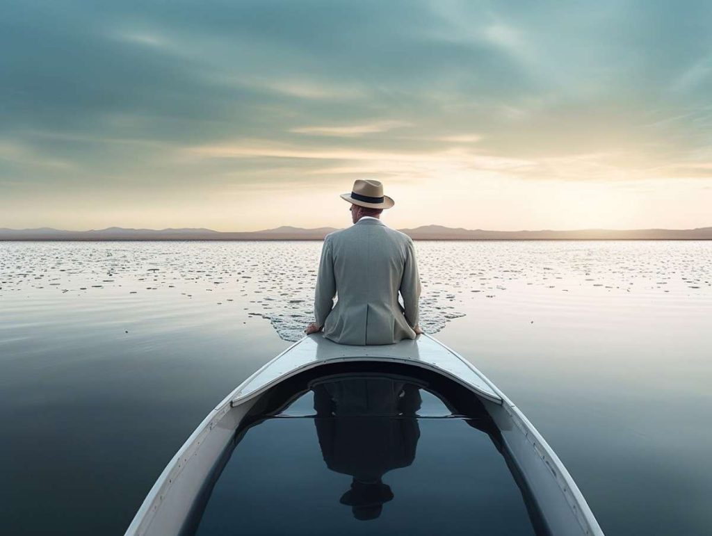 Klimawandel Ursachen und Folgen Mann am Meer
