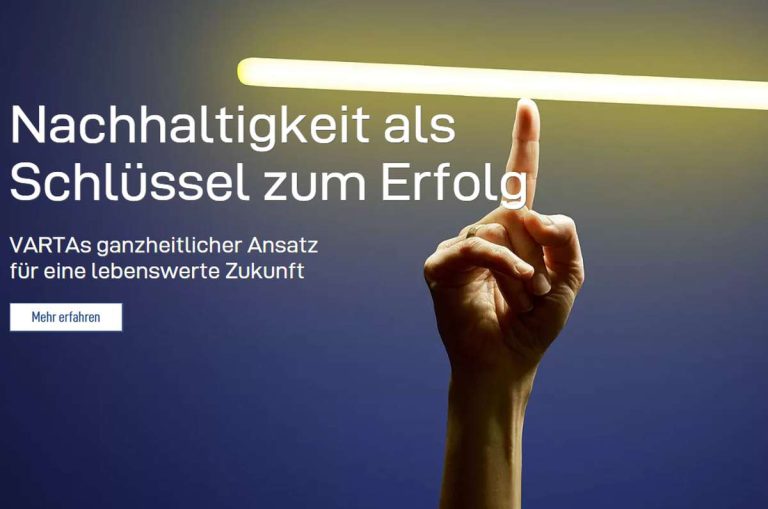 Nachhaltigkeit als Schlüssel zum Erfolg Varta Webseite