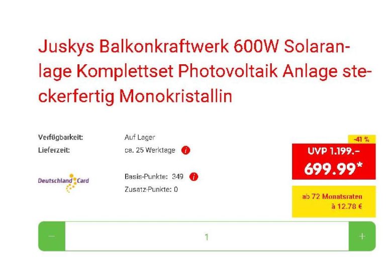 Netto verkauft 600W Steckersolargerät - ohne Halterung 10 Netto Balkonkraftwerk 600W Shop