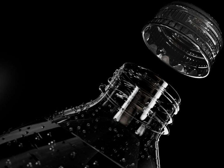 PET-Flaschenverschluss von Origin Materials mit schwarzem Hintergrund