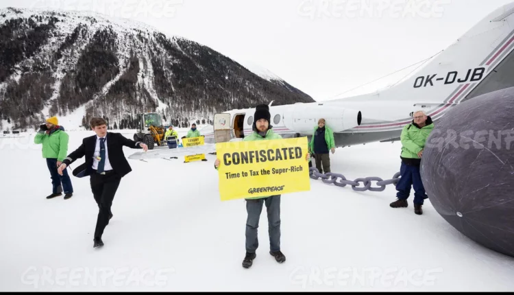 Privatjets in Davos - Greenpeace protestiert