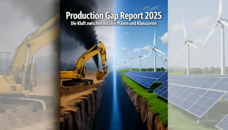 Links qualmt die fossile Vergangenheit – rechts strahlt die erneuerbare Zukunft.