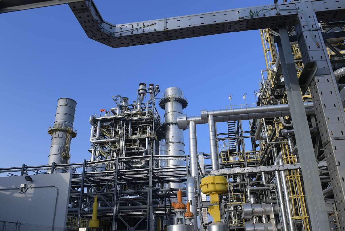 a large industrial plant with pipes and valves