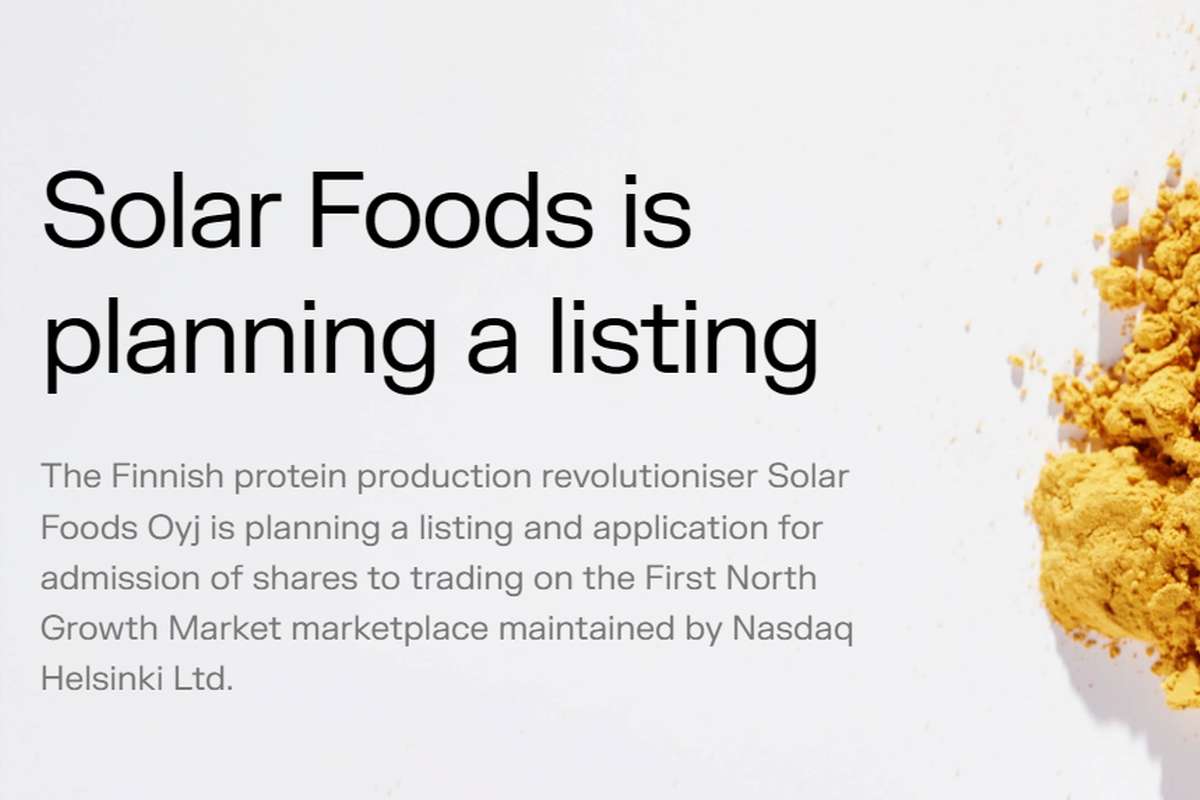 Solar Fods Aktie Nasdaq Helsinki - Ankündigung auf Webseite