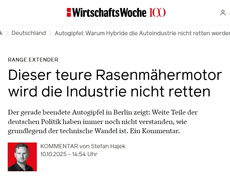 So titelte wiwo.de im Oktober 2025. Die Debatte um Verbrenner vs. Auto mit Elektromotor kehrt nun wieder zurück.