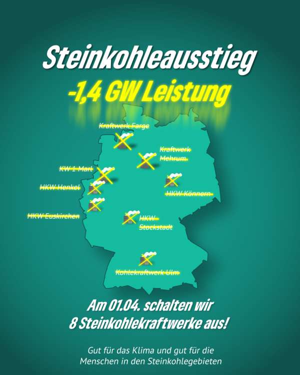 Steinkohleausstieg 2024 - Übersichtliche Landkarte