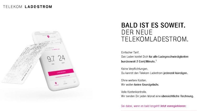 2 Cent pro Minute zum Start: Telekom Ladestrom