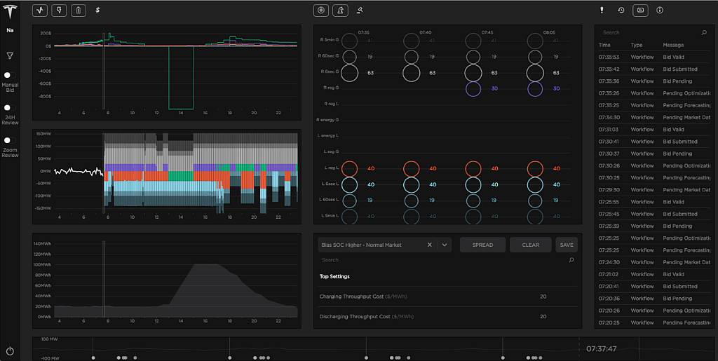 Tesla Autobidder Software Screenshot