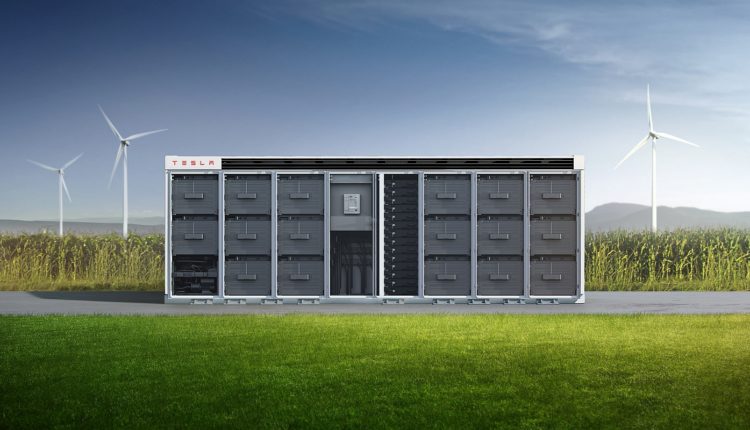 Tesla Energy Megapack mit Windenergie