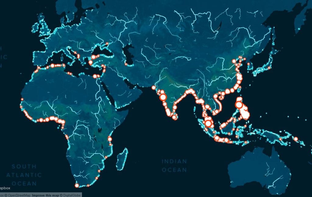 Plastik-Weltkarte The Ocean Cleanup