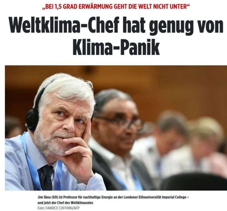 Jim Skea Weltklimarat-Chef in BILD bewusst missinterpretiert