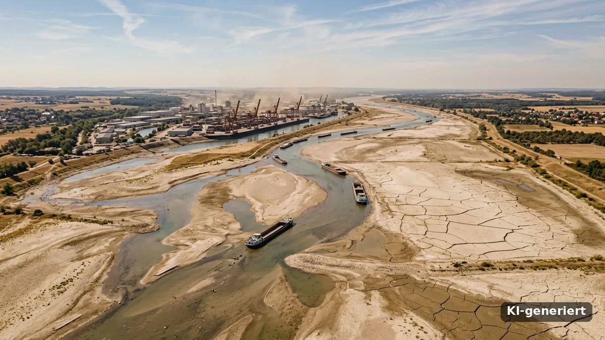 Atmosphärische Zirkulation Duerre Rhein Niedrigwasser Luftbild