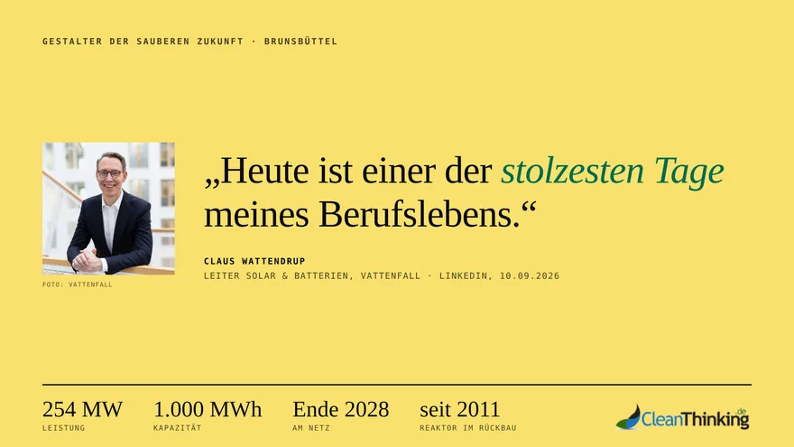 Claus Wattendrup, Leiter Solar und Batterien bei Vattenfall: Heute ist einer der stolzesten Tage meines Berufslebens. Foto: Vattenfall