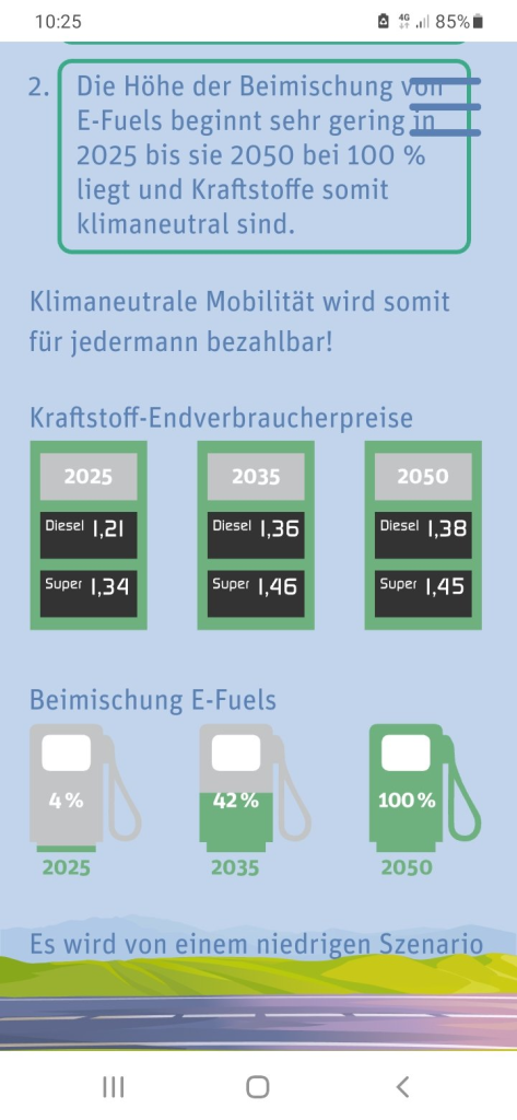 Screenshot einer Lobby-Webseite zum Thema E-Fuels