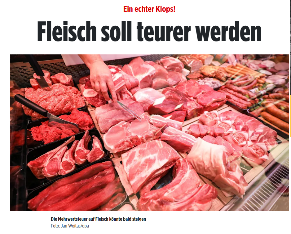 Screenshot des BILD.de-Artikels vor dem Ernährungsgipfel