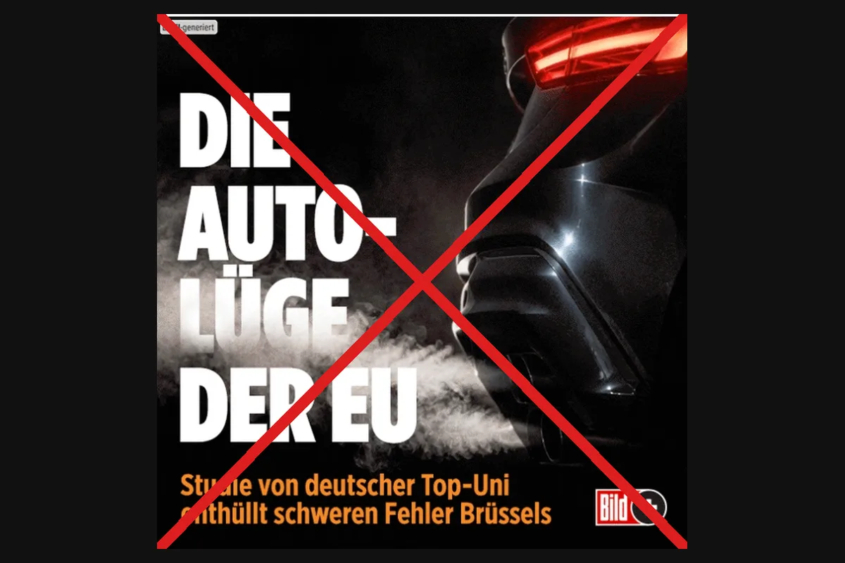 Durchgestrichene Bild-Schlagzeile Die Auto-Lüge der EU - Kommentar zur Klimabilanz des Elektroautos
