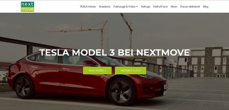 nextmove Elektroauto-Vermietung aus Leipzig hat ein Tesla Model 3 importiert