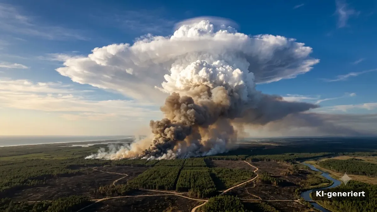 Pyrocumulonimbus über dem Waldbrand bei Bordeaux