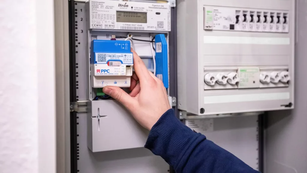 Smart-Meter-Gateway von PPC wird in einem Zählerschrank montiert