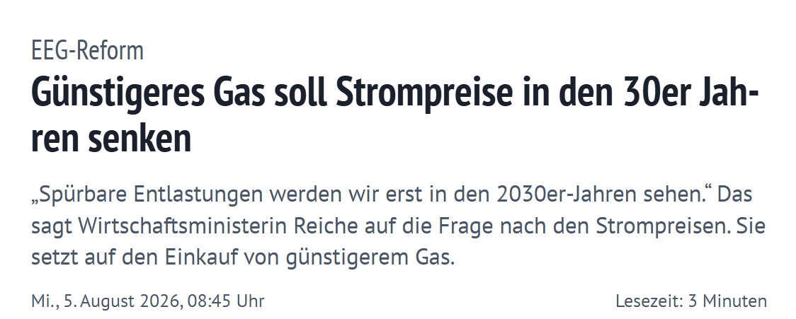 topagrar Strompreis-Entlastung Katherina Reiche Strompreis-Entlastung durch "günstigeres Gas"? Nein, das ist irreführend.